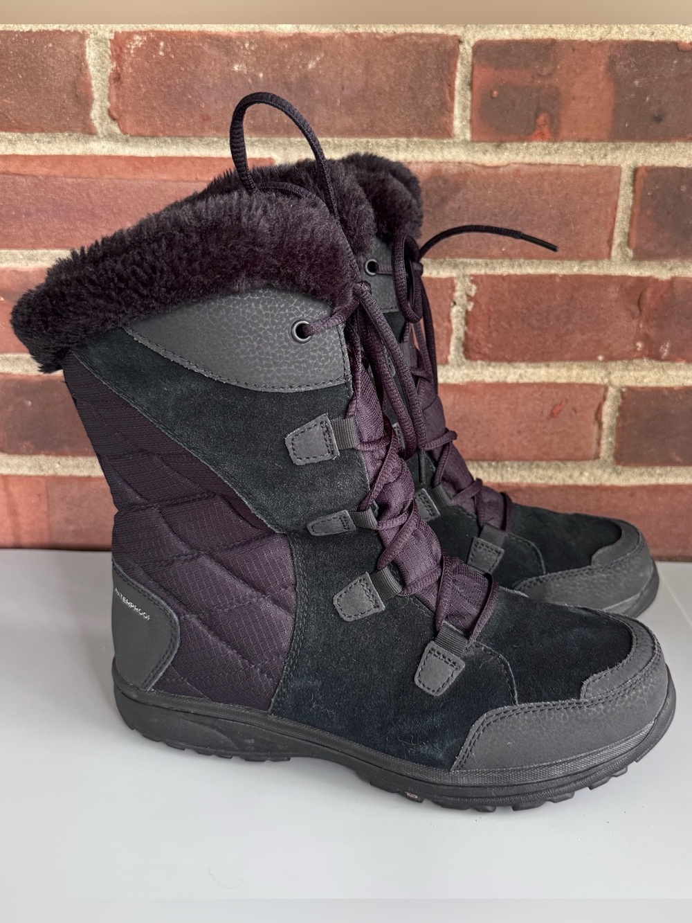 Columbia Waterproof Winter Boots Faux Fur Insulated Black Womens US 8.5 M
